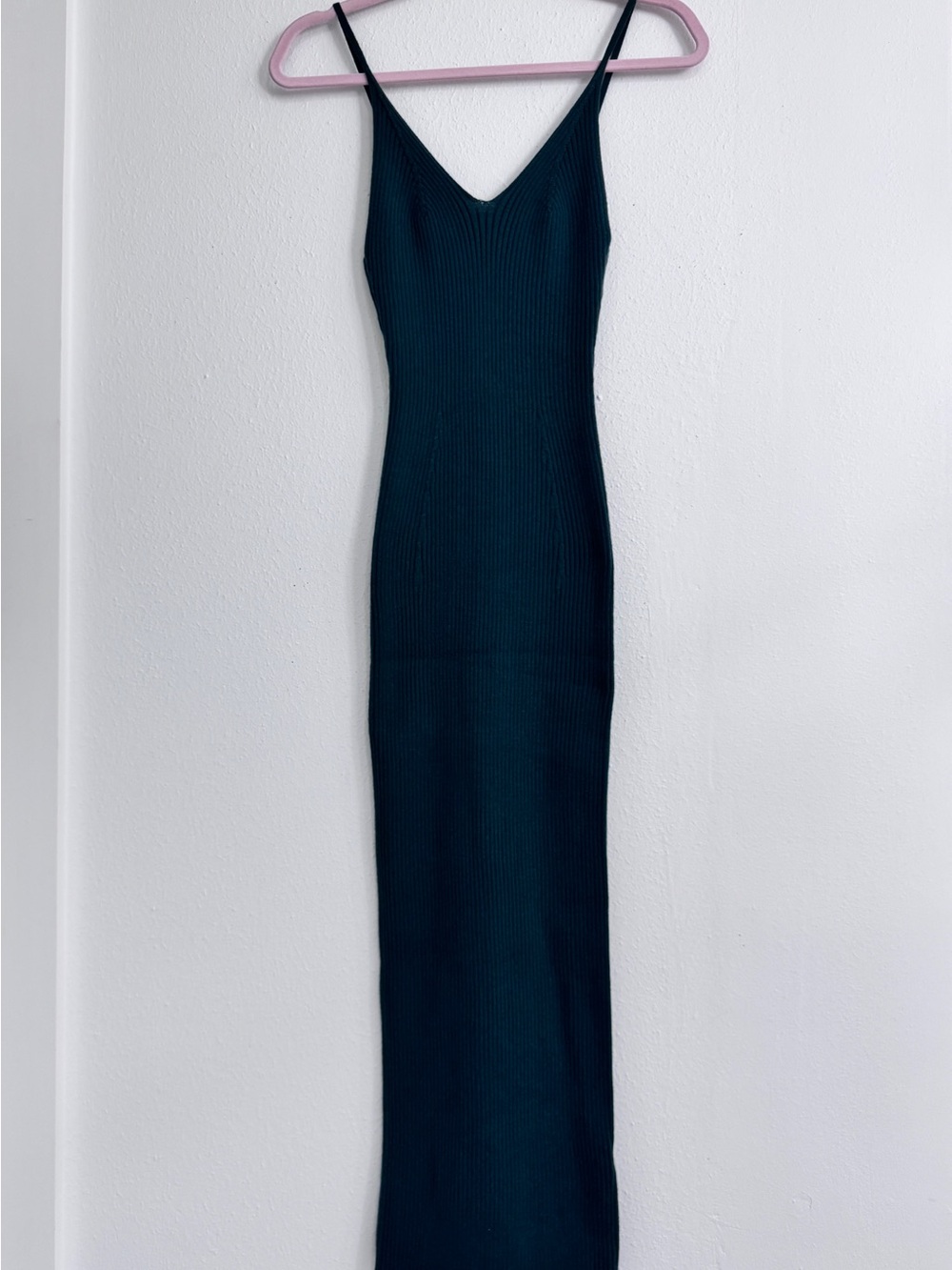 NEW SHEIN Green Ribbed Spaghetti Strap Bodycon Dress Medium⁠. 0040